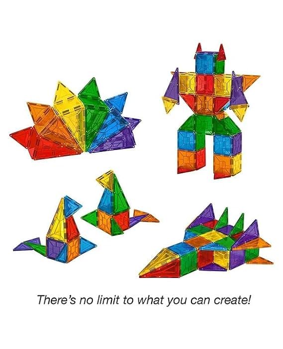 Image of TOYTASTIC Magnetic Tiles Building Blocks for Kids Preschool Educational Magnetic Construction Toys for Creative Learning & Brain Development Safe STEM Toy for Toddlers Age 3-8 Years (28 Pieces)