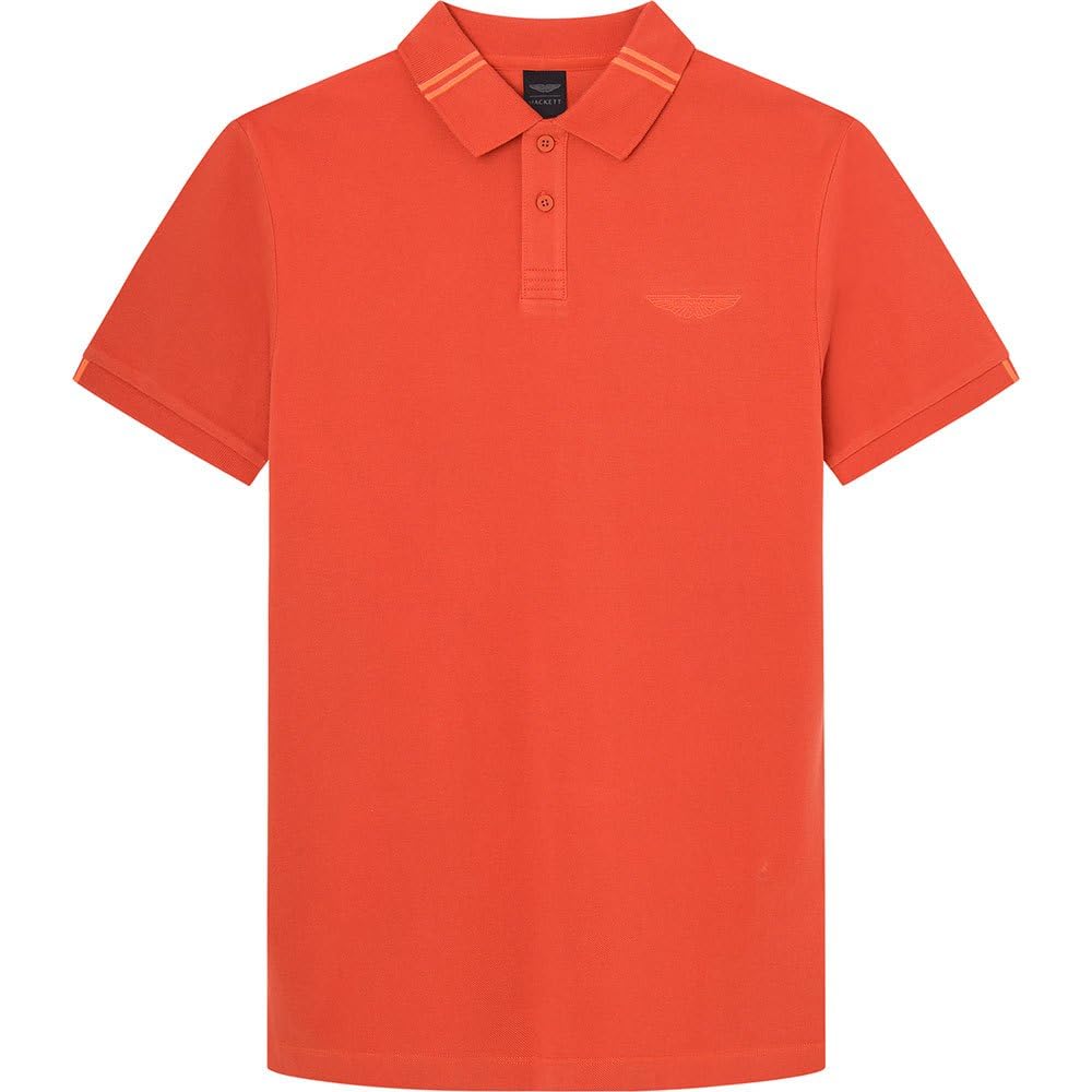 Hackett London Men's AM Tipped Polo Orange 3XL