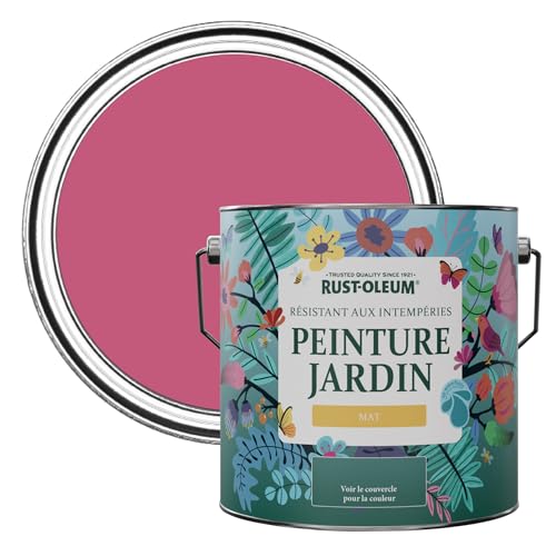 Rust-Oleum Peinture Rose Résistante à l'humidité pour Jardins, Finition Mate - Framboise 2.5 litre