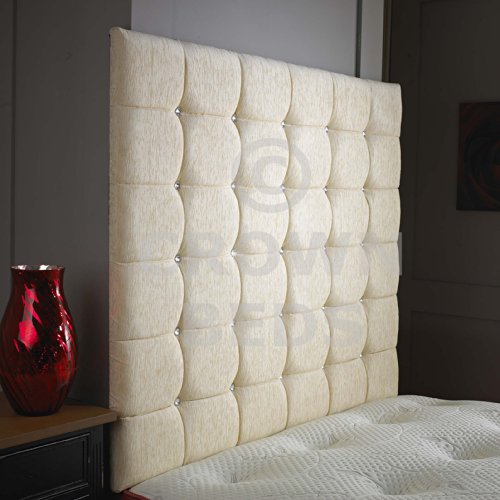 CROWNBEDSUK Tête de lit Murale Omega de qualité-76 cm, 91 cm, 122 cm, 137 cm, 152 cm, 183 cm, Deux Options de Hauteur. (crème, 5' (King Size), Tissu, 5ft (Kingsize) 44
