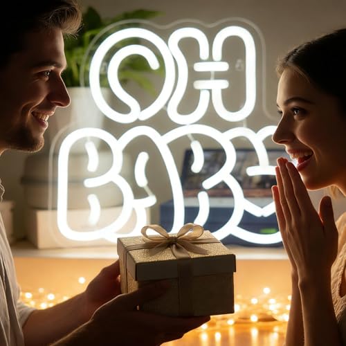 Image of Oh Baby Neon Sign for Backdrop Wall Decor,OH Baby light up sign for Valentine's Day, Nursery Wall Decor & Shower Backdrop for Arch Game Room Gift for Boy Girlfriend