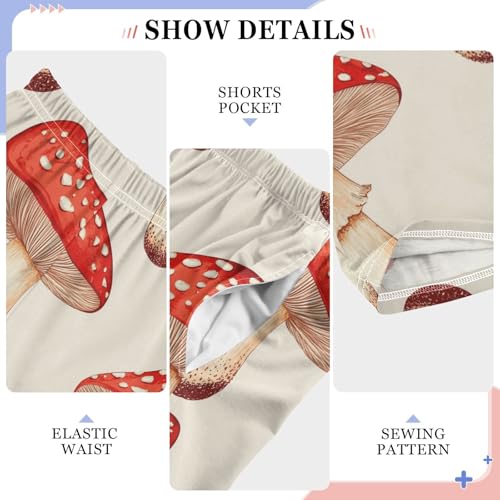 Red Mushrooms Boys Pants Boys Athletic Pants Long Pant for Boywith Pockets Wide-Leg Size 6-14Y4