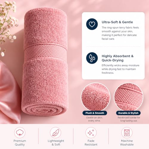 Image of Sulfar 100% Terry Ring Spun Cotton Face Towel - Quick-Dry, Highly Absorbent (480 GSM) (30 x 30 Cm) Basic Pink (Pack of 1)