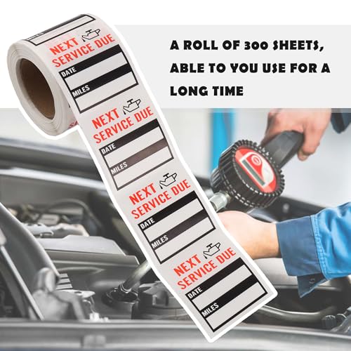 Image of 300PCS Car Oil Change Stickers for Windshield,Next Service Due Sticker,2 inchx2 inch Removable Vinyl Stickers for Most Cars Trucks SUVs (Red 1)