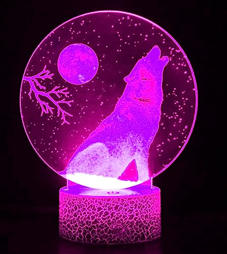 Lámpara ilusión noche lobo 3D multicolor 16 cambios miniatura 2