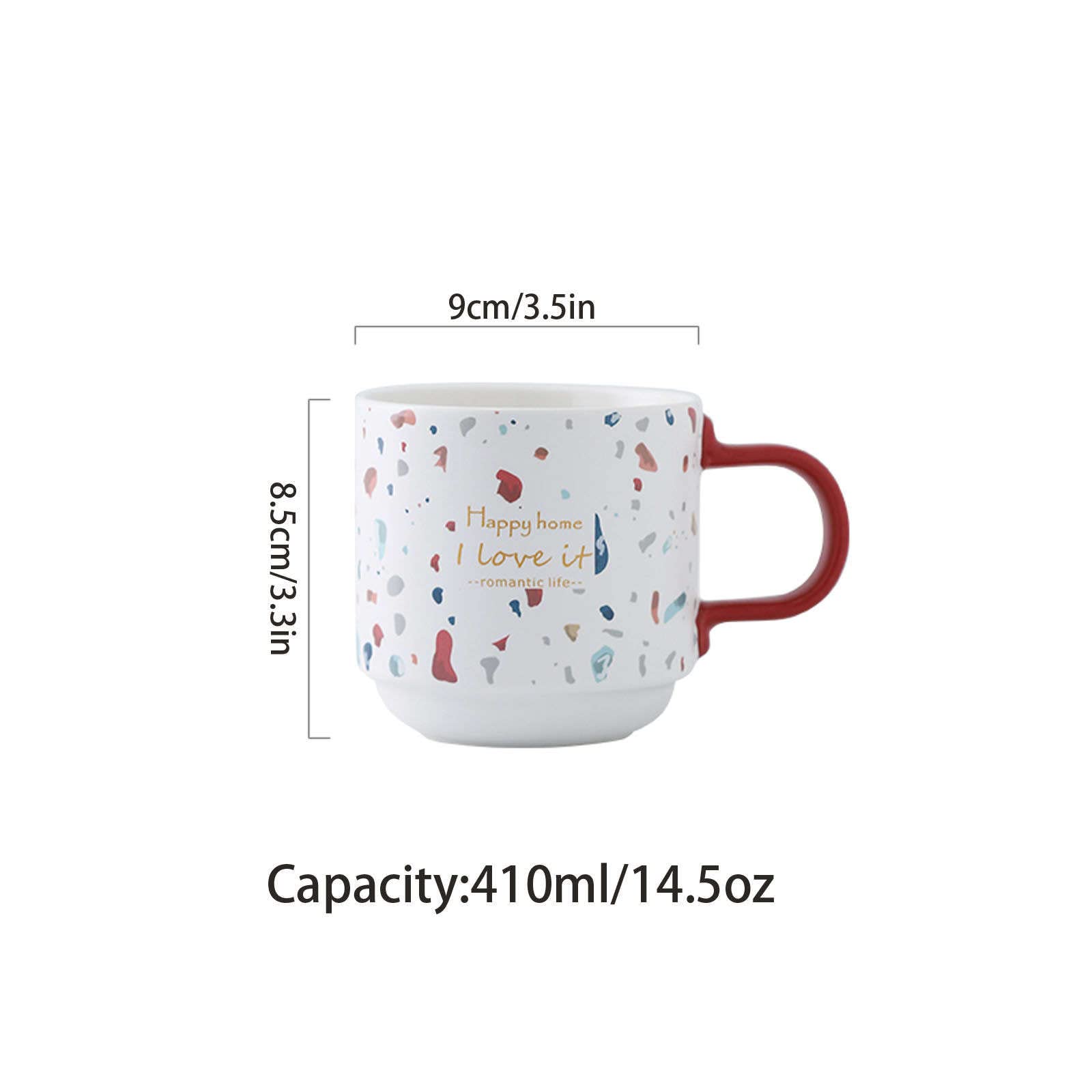 Porta spazzolino e dentifricio, Bicchiere for collutorio, Bicchiere for spazzolino in Ceramica con Manico, Bicchiere da Bagno in Porcellana, Porta spazzolino, Bicchiere da Bagno.(Red)
