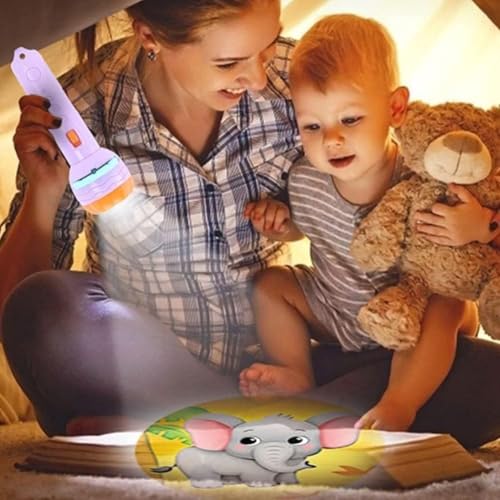 Image of LISHER 3 Slides 24Patterns Mini Projector Torch Toy Slide Flashlight Projector Torch for Kids Lamp Education Learning Night Light Before Going to Bed(Random Slides)
