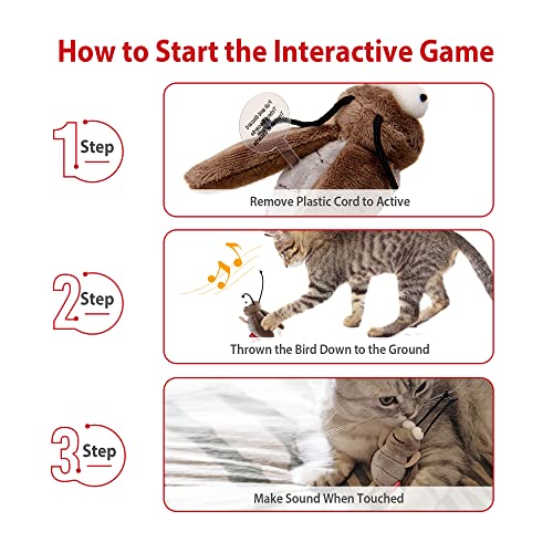 Gigwi Squeaky Cricket Cat Toy,Interactive Cat Toys Electronic Motion Activated Bug Sound,Automatic Cat Play Squeaky Toy for Indoor Fun