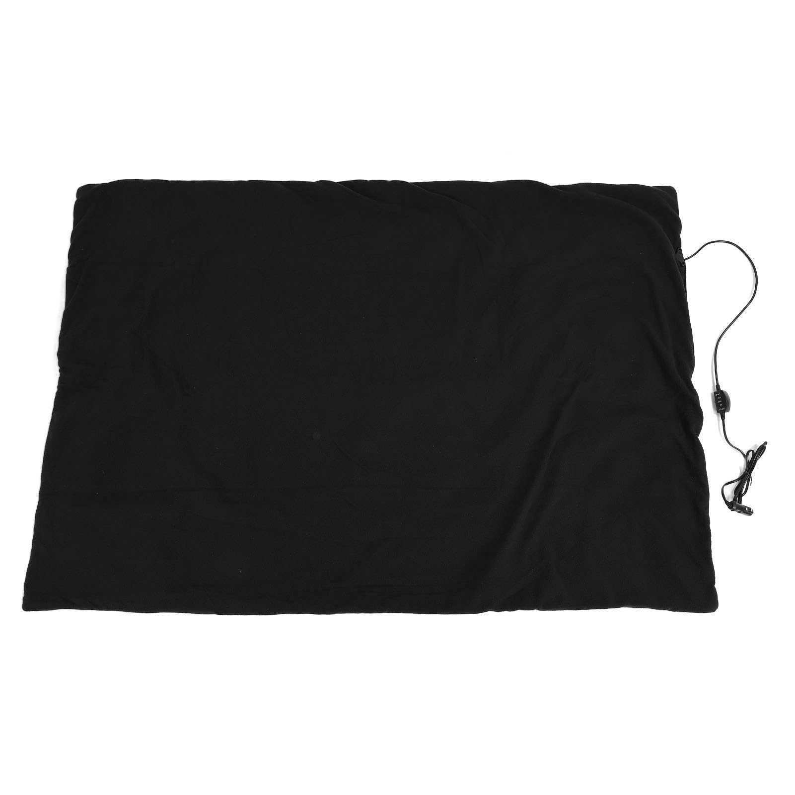 Soft Cotton Fabric Heated Blanket Electric Throw, 12V Efficient Heating, Portable Heating Blanket Throw for Home and Travel (Black)