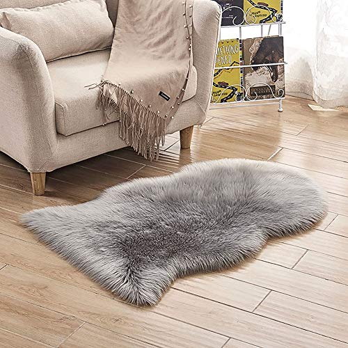 LOCHAS Deluxe Super Soft Fluffy Shaggy Home Decor Faux Sheepskin Rug for Bedroom