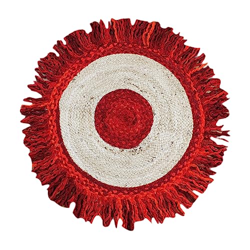 Tapis de chambre résistant forte circulation en coton jute rouge