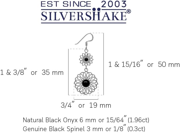 Silvershake 6MM Round Shape Gemstone White Gold Plated or Yellow Gold Plated 925 Sterling Silver Scroll/Filigree Flower Bohemian Inspired Dangle Hook Earrings Jewelry for Women