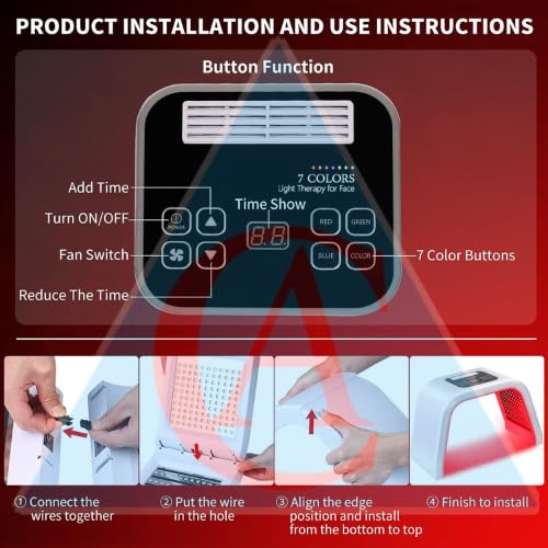 Image of Best Red Light Devices, 7 Color Red Light Machine for Face and Neck, LED Facial Skin Care Beauty Tool At Home Omega Light 7 colour led photon light therapy Omega