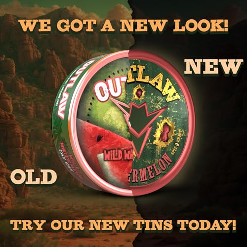 outlaw wild watermelon nic-safe fat cut - 6 pack - tobacco amp nicotine free chew