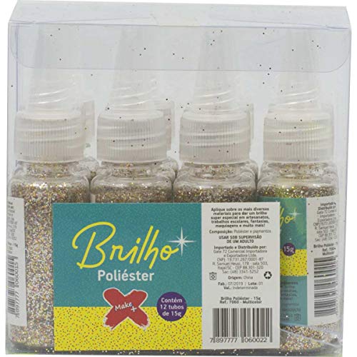 Glitter Poliéster, Make +, 15 Gramas, Multicor