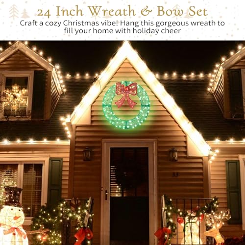 24 in Pre-Lit Lighted Christmas Wreaths for Front Door - image 6