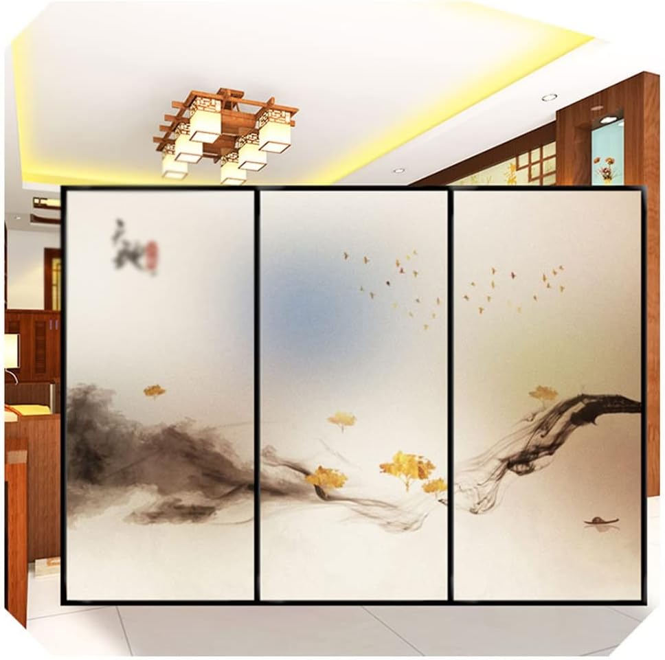 Window Privacy Film Window Film Window Privacy Film Chinese Ink Bathroom Partition Glass Doors and Windows Decorative Blackout Glass Film Window Film Blackout Window Film Window Films(A,60 * 90 cm)
