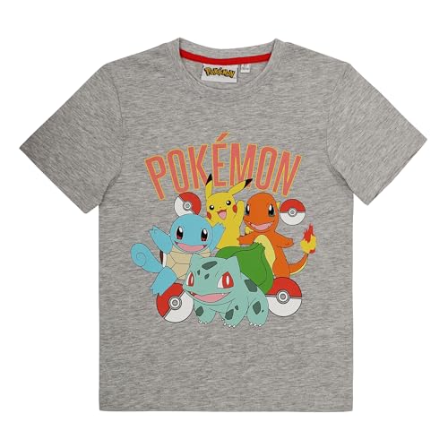 Pokemon T-Shirt Jungen Mädchen Pikachu Poke Shirt (DE/NL/SE/PL Numerisch 135 Regular Grau)