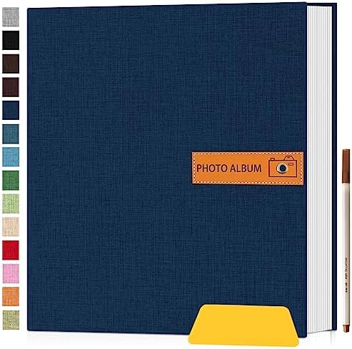 LOVEER Photo Album Self Adhesive Scrapbook Album for 4x6 5x7 8x10 Pictures, Linen Cover with 40 Pages DIY Photo Book,Birthday Gifts for Women Mom Family Baby Wedding Travel