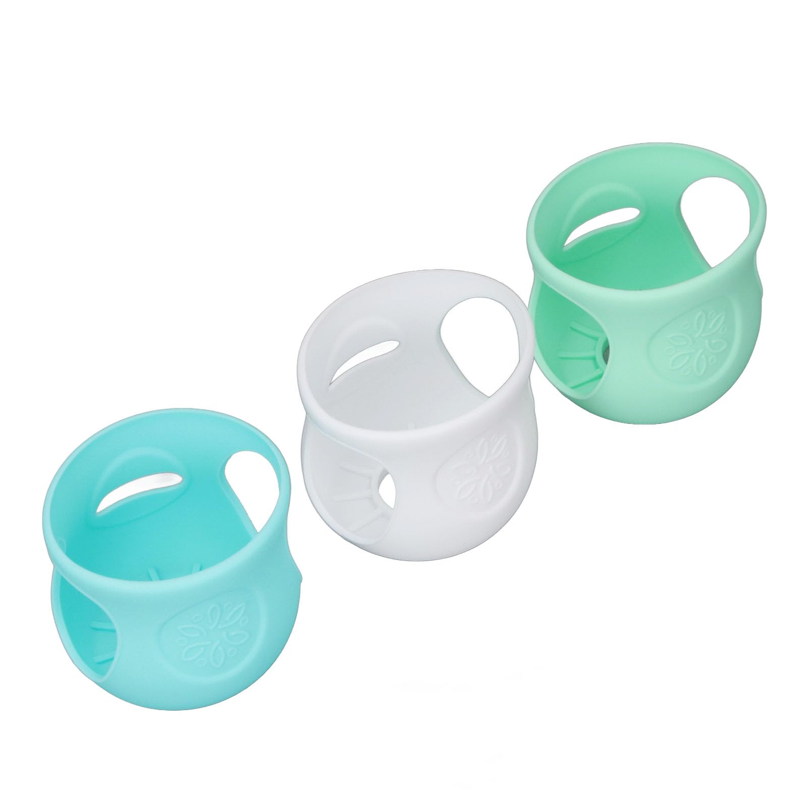 TOPINCN 3 Pack Silicone Sleeves for 4oz Glass Baby Bottles, Food Grade Soft Anti Breakage Baby Bottle Holder Soft Anti Scalding Non Slip Protective Cover, Dishwasher Safe (White+Light Green+Dark