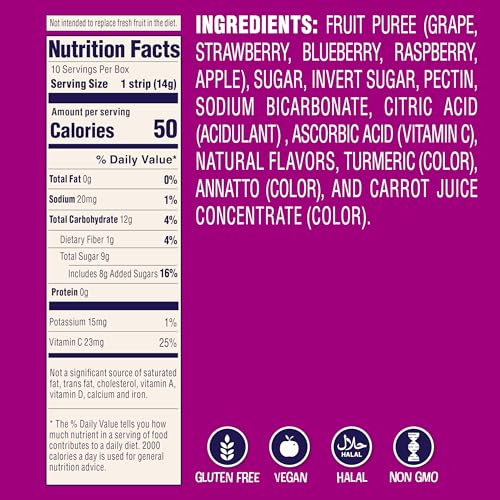 Welch's Absolute Fruitfuls Dried Fruit Strips, Berry Medley, 0.5 oz, 10 Ct - image 3