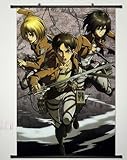 Home Decor Anime Attack on Titan Shingeki no Kyojin Cosplay Wall Scroll Poster Fabric Painting Eren Jäger & Mikasa Ackerman & Armin Arlart 23.6 X 35.4 Inches-139