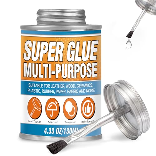 Bondtech Super Glue with Brush 130ml Super Glue All Purpose Strong Superglue Gel for Wood Ceramic Leather Plastic DIY Crafts & Industrial Repairs (4.4 Fluid Ounces)