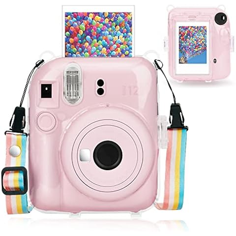 Yosuny Camera Protective Case,Crystal Camera Case Compatible with Fujifilm Instax Mini 12 Instant Camera.With Adjustable Colored Shoulder Straps (Clear) Cover