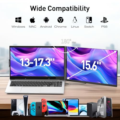 Image of KEFEYA 14.2 inch Triple Screen Extender & 15.6 inch Dual Screen Extender, Portable Monitor for Laptop, Plug and Play Monitor Extender for 13 inch-17 inch Laptops, Compatible with MAC, Windows, Android, Linux, Chrome