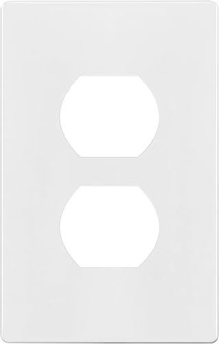 ENERLITES Placa de pared dúplex sin tornillos, cubierta de toma de corriente segura para niños, tamaño estándar, 1 banda 4.68 x 2.93 pulgadas,