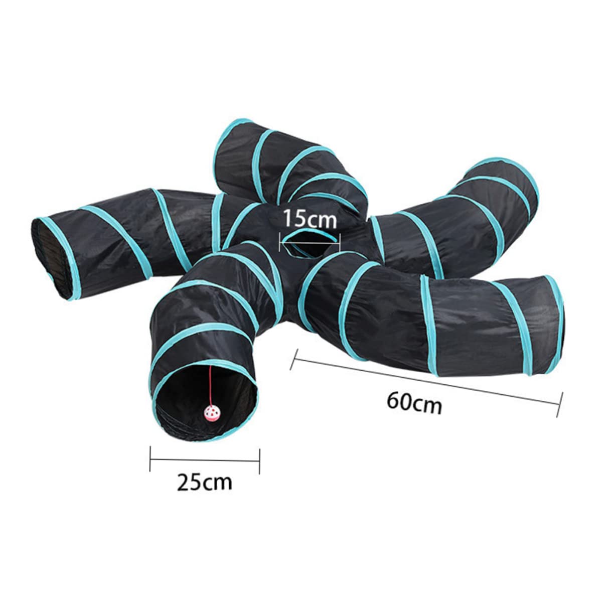 Happyyami Tunnel pour Chats Pliable en Polyester, 5 Voies, Forme en S, Jouet Interactif et Éducatif pour Chat, Jeu Amusant
