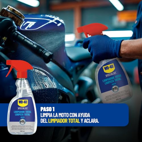 Miniatura 3 de Wd-40 Specialist Motorbike Kit Limpiador Abrillantador De Plásticos Y Gomas Limpiador Total 2 Paños De Microfibra