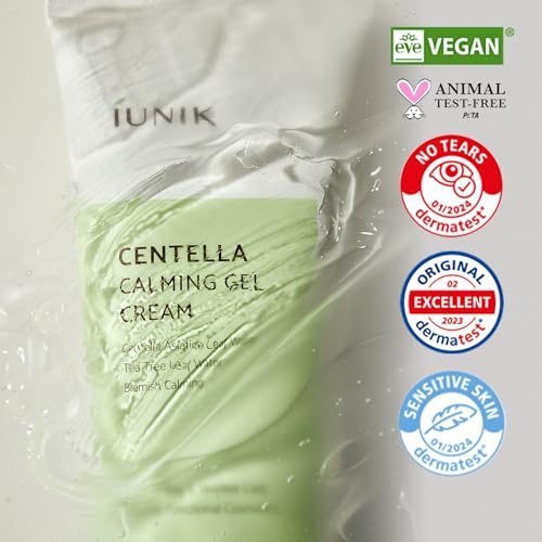 IUNIK Centella Calming Gel Cream – Centella & Tea Tree Non-Comedogenic Lightweight Gel Moisturizer for Soothing & Blemish Care, Korean Skincare for Oily, Sensitive & Acne-Prone Skin, 60ml / 2.02 fl oz - Image 5