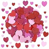 Ouligay 200 pegatinas de corazón con purpurina, autoadhesivas, de espuma, autoadhesivas, para el día de San Valentín, decoración de cumpleaños, bodas doradas, manualidades