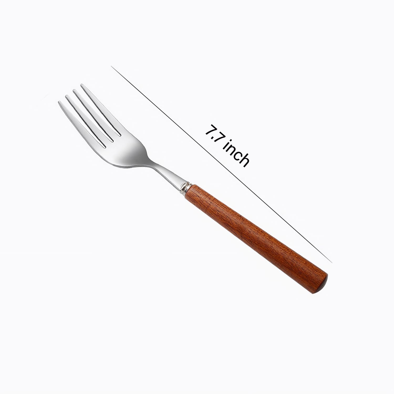 Wooden Handle Stainless Steel Flatware Set, Metal Forks for Home Kitchen Restaurant Hotel, Polish Forks Silverware With Brown Handle, 7.7 Inch 4 Pcs — Amazon image 2