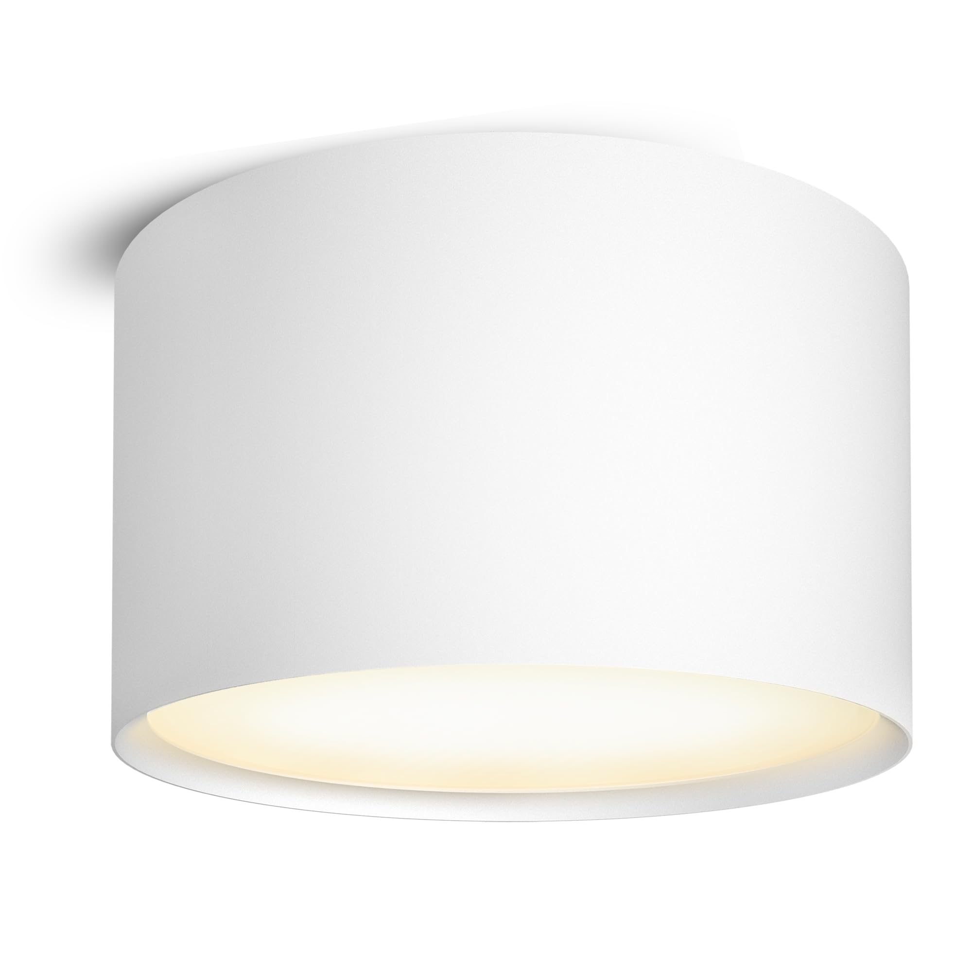 SSC-LUXon PIATO Aufbaustrahler 4er Set weiß rund 6W warmweiß Decke inkl LED | Vier flache Aufputz-Deckenspots weiß matt - warmweiß 6W, für Wohnzimmer, Flur & Büro, direkt an 230V, Ø14cm, inkl. LED