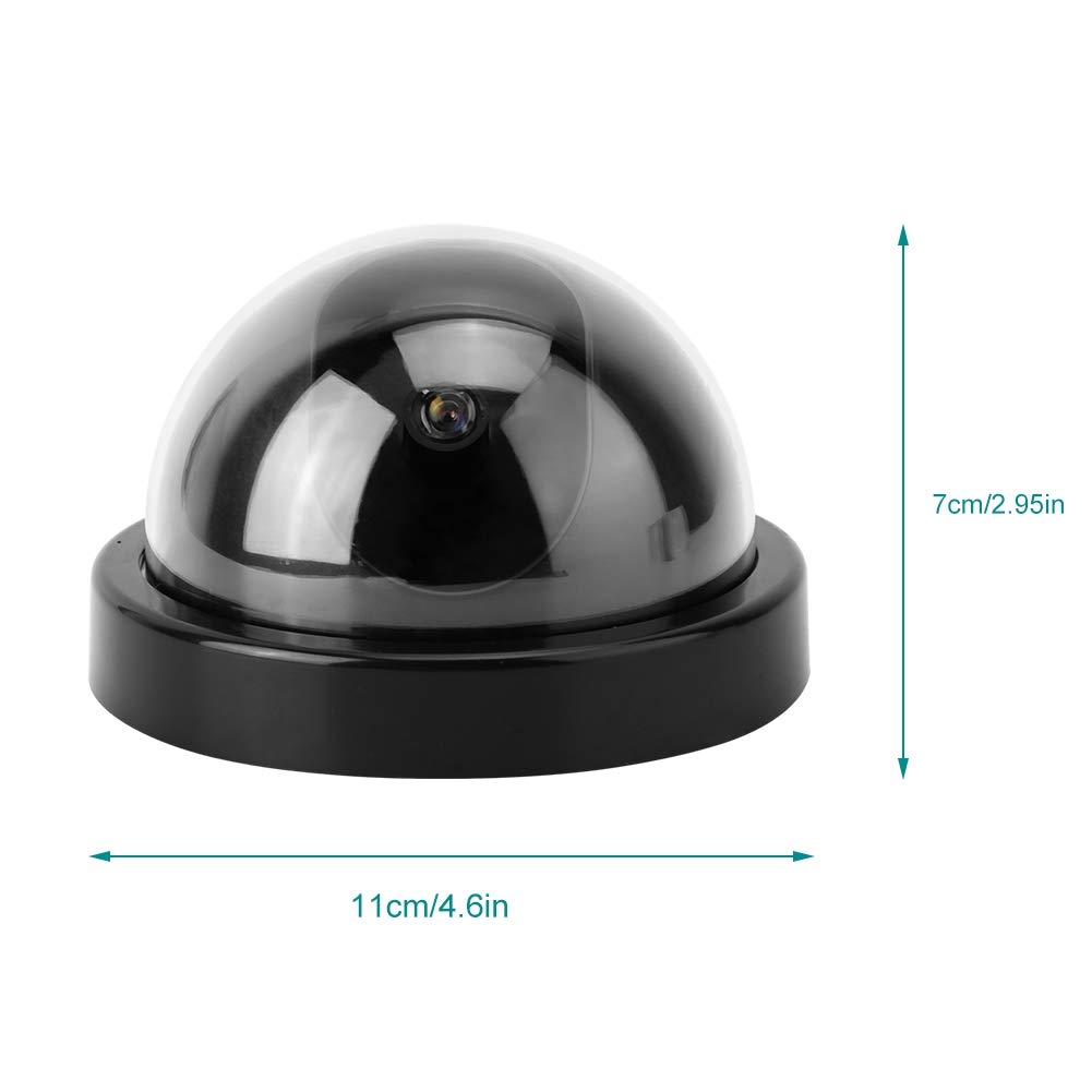 Blink - Telecamere di sicurezza finte, per esterni, 4 pezzi, telecamera di sorveglianza a cupola, finta telecamera di sicurezza CCTV, con luce LED lampeggiante (bianco) (nero)