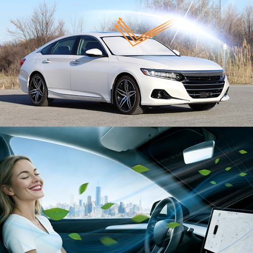 Image of Windshield Sun Shade for 2018-2022 Honda | Foldable, Full covered for windshield, Block UV Rays, Heat Reduction, Easy to install, Keeps Car Cooler
