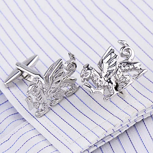 Mancuernillas Hombre Dragón de Fuego Plata con Caja miniatura 2