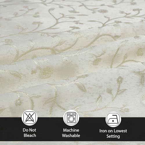 Image of FRESH FROM LOOM Heavy Jari Jacquard Premium Luxury Semi Blackout Parda | Light Blocking 80% Darkening | Eyelet Rings | Durable & Fade Resistant Curtain 12 Feet Long Door (12feet, Cream, 1pc only)