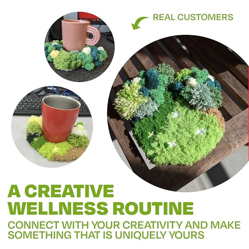 Image of CRAFT CLUB Forest Floor Moss Rug Kit | DIY Latch Hook Kit Accessories for Beginners | Kit with 24 Yarn Types, Tools & Canvas | Arts & Crafts Supplies for Nature-Inspired Home Decor | 27.6in x21.7in