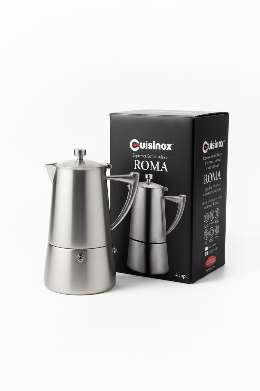 Cuisinox Roma Espressokocher für 4 Tassen (170 ml), Edelstahl, satiniert, Mokkakanne