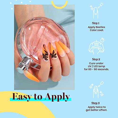 Image of Beetles Orange Gel Polish - 1pc 15ml Bright Peach Coral Orange Gel Polish Color Soak Off UV LED Nail Lamp 15ml Gift for Women Vibrant Tangerine