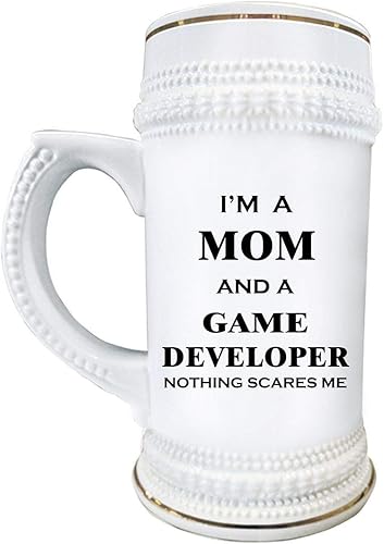 Gifts Idea for Game Developer Designer Mom Women Wife Beer Stein Mug 22oz Ceramic Novelty Drinkware - Video Gaming Design Dev Team Development Funny