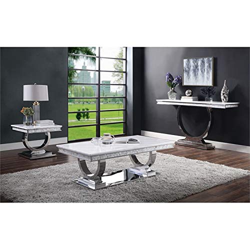 Amazon.com: Acme Rectangular Coffee Table Marble Top & Metal Leg