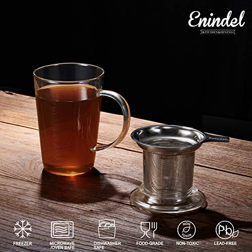 Enindel 3020.01 Glass Tea Mug With Infuser And Lid, Tea Cup, Clear, 14 Oz, Gm001 #TOP3