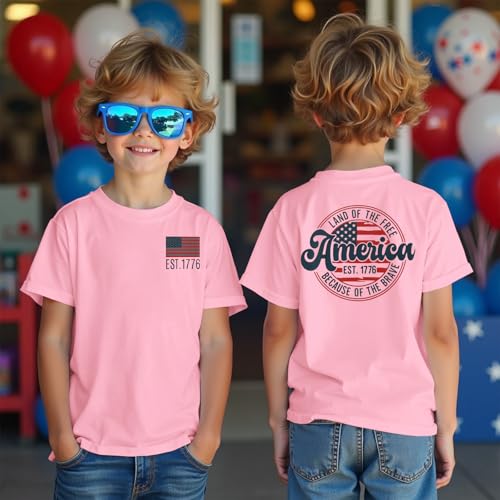 4th of July Shirt for Kid Boys Girls EST 1776 T-Shirt American Flag Tees USA Patriotic Tops Independence Day Outfit4