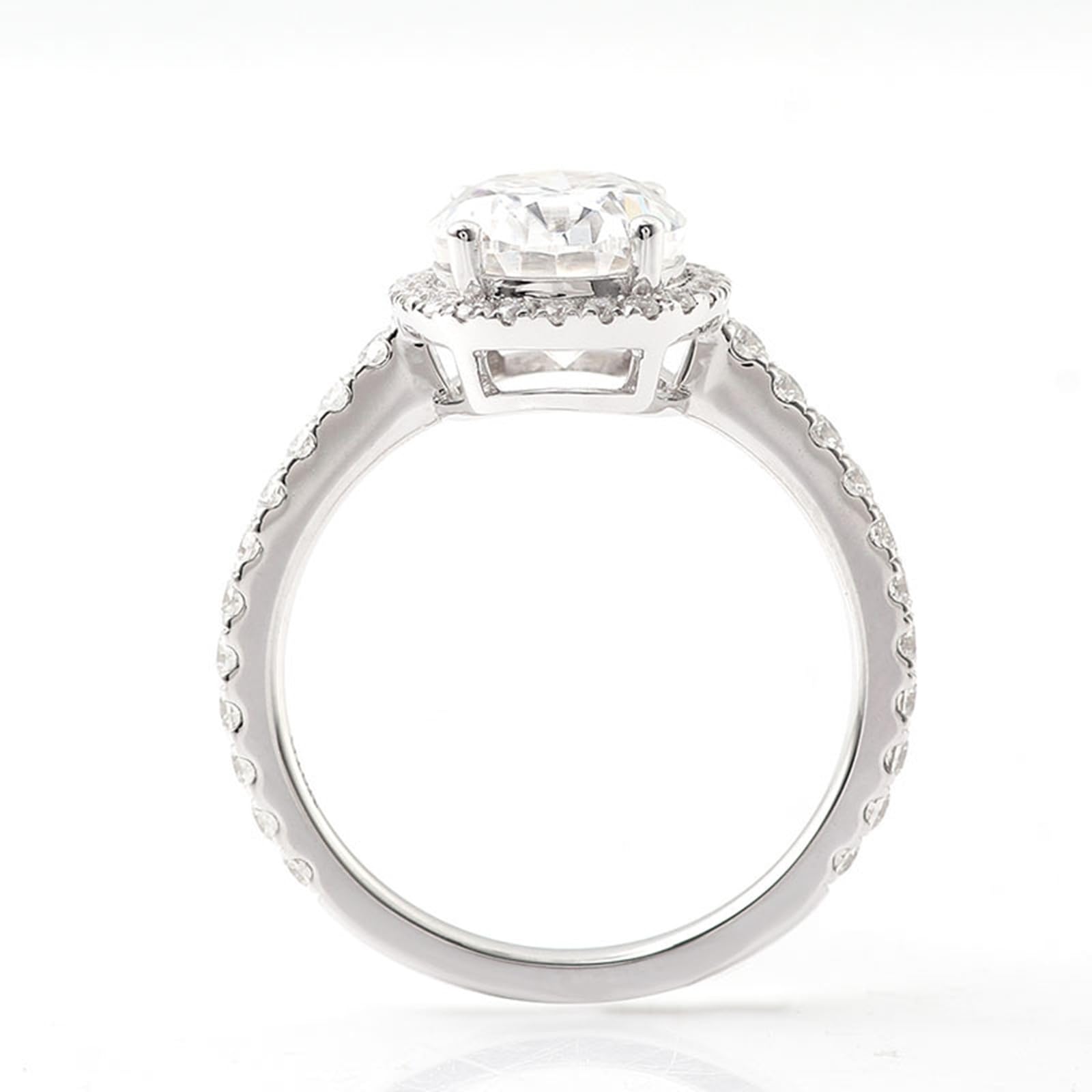 Anillo de oro blanco para mujer 375/585/750, anillo de compromiso de 9 K/14 K/18 K, oro auténtico Halo, anillos de boda, anillos de boda grabados con Moissanite D Color VVS1 para mujeres