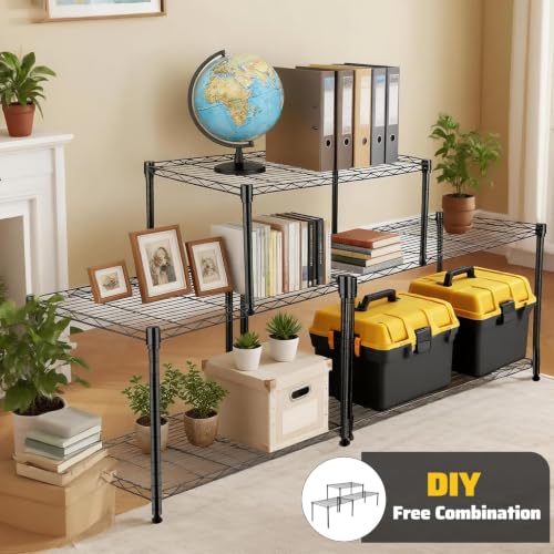 Image of 1 Tier Stackable Black Metal Wire Storage Shelving Unit