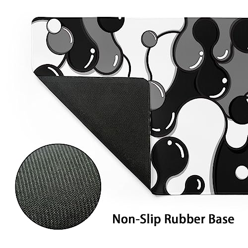 Image of Black White Grey Mouse Pad XXL Anime Cool Geometric Japanese Extended Desk Mat 90X40 CM Non-Slip Rubber Base Stitched Edge Large Mousepad for Gaming Laptop Computer Desktop 35.4x15.7 Inch